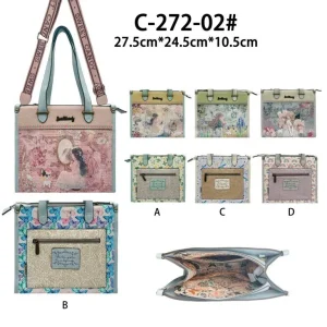 Bolso Shopper Sintético de Mujer con Diseño de Muñeca y Bolsillo Trasero con Cierre de Cremallera