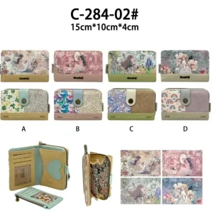 Cartera Sintética de Mujer con Diseño Muñeca Sweet Candy, Caja y Tarjetero Extraíble