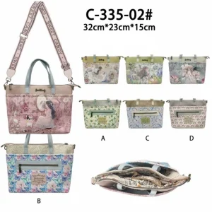 Bolso de Mano Sintético con Diseño Muñeca Sweet Candy, Asas Cortas y Bolsillos Exteriores para Mujer