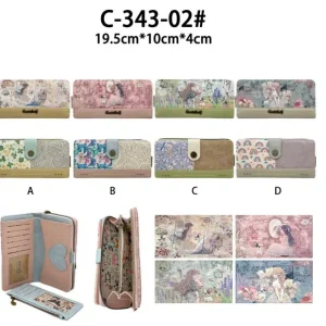 Cartera Sintética con Diseño Muñeca Sweet Candy, Tarjetero Extraíble y Caja para Mujer