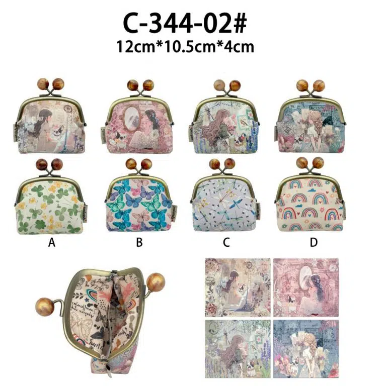 Monedero Compacto y Sintético de Mujer con Diseño Muñeca Sweet Candy, Caja y Cierre de Click