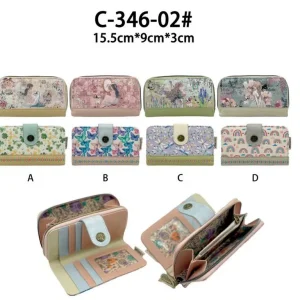 Cartera Sintética para Mujer con Diseño Muñeca Sweet Candy, Solapa, Cremallera y Espacio para Tarjetas