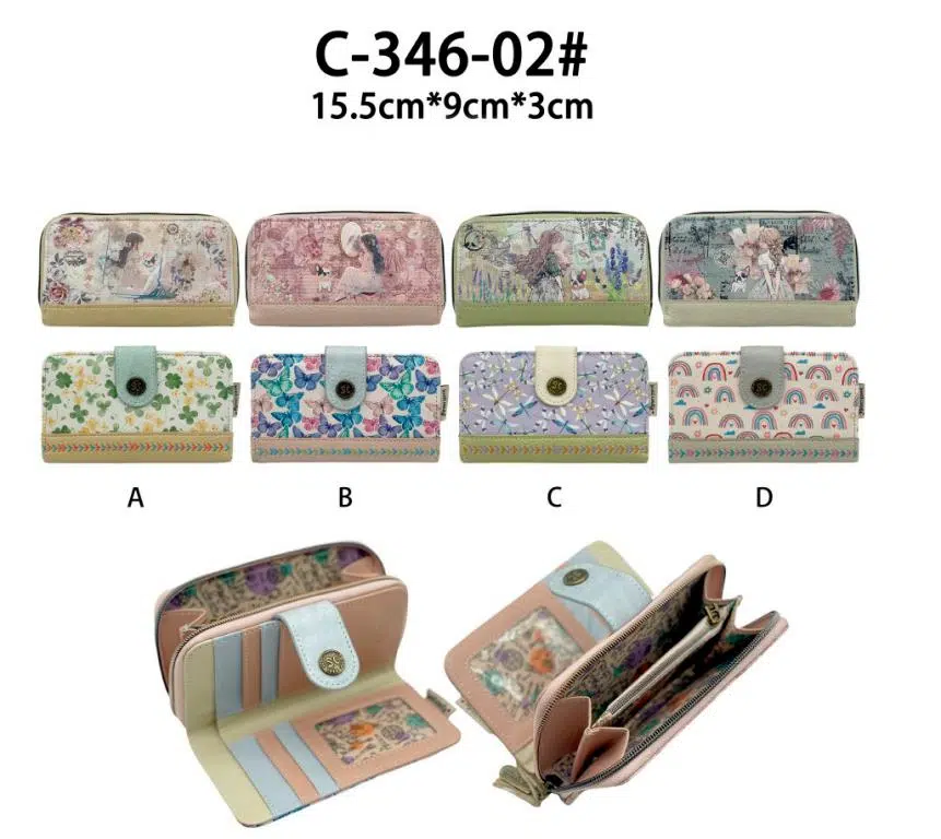 Cartera Sintética para Mujer con Diseño Muñeca Sweet Candy, Solapa, Cremallera y Espacio para Tarjetas - Imagen 2