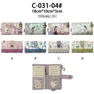 Cartera Sintética con Muñeca Sweet Candy, Espacio para Tarjetas y Cremalleras con Corazón para Mujer
