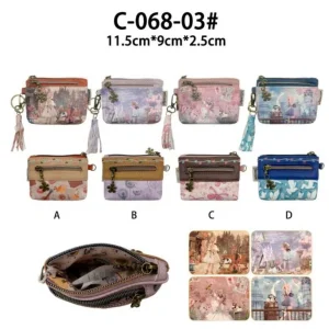 Monedero Compacto Muñeca Sweet Candy con Bolsillos Exteriores y Cremallera para Mujer