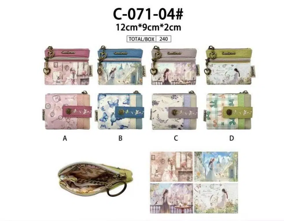 Monedero Sintético con Muñeca Sweet Candy, Anilla, Caja y Bolsillo Frontal con Cremallera para Mujer