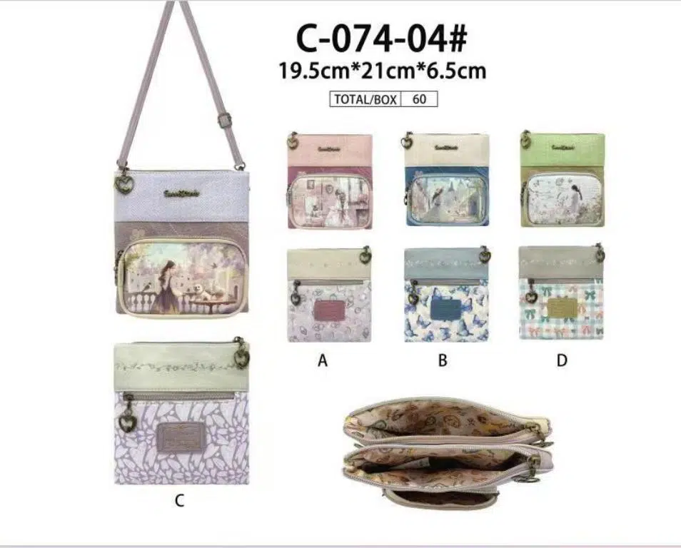 Bolso Bandolera Sintético de Mujer con Muñeca Sweet Candy y 4 Bolsillos con Cremallera