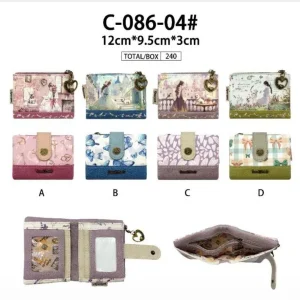 Monedero Sintético de Mujer con Muñeca Sweet Candy, Tamaño Compacto y Espacio para Tarjetas