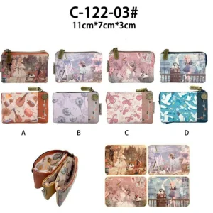 Monedero Compacto y Sintético con 3 Compartimentos y Diseño Muñeca Sweet Candy para Mujer