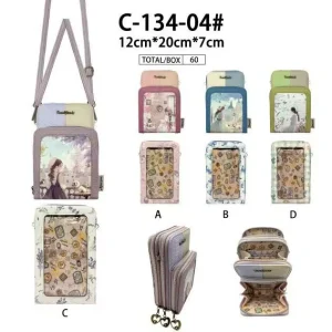 Bolso Portamovil Sintético de Mujer con Muñeca Sweet Candy y Bolsillo Trasero Transparente