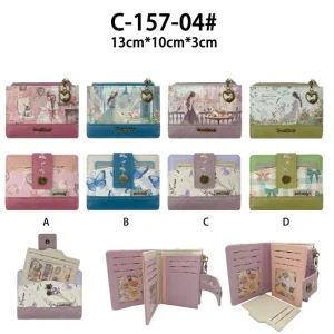 Monedero Sintético de Mujer con Muñeca Sweet Candy, Tarjetero Extraíble y Cremallera con Corazón