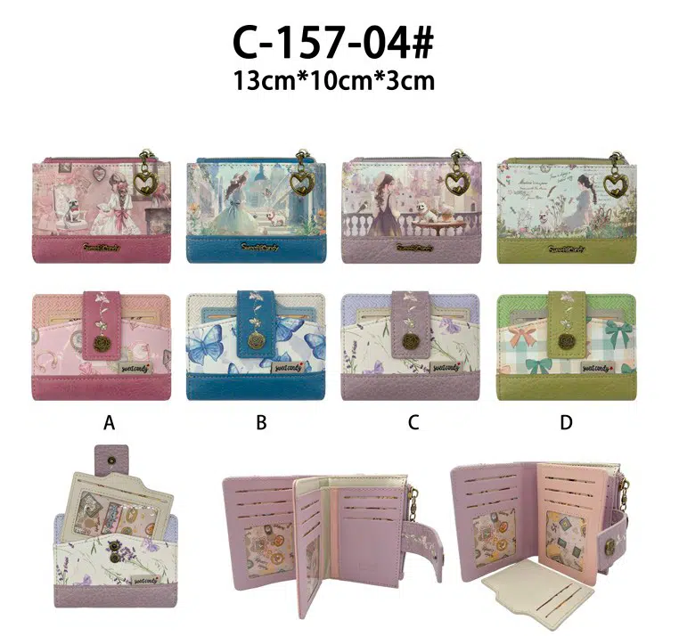 Monedero Sintético de Mujer con Muñeca Sweet Candy, Tarjetero Extraíble y Cremallera con Corazón - Imagen 2