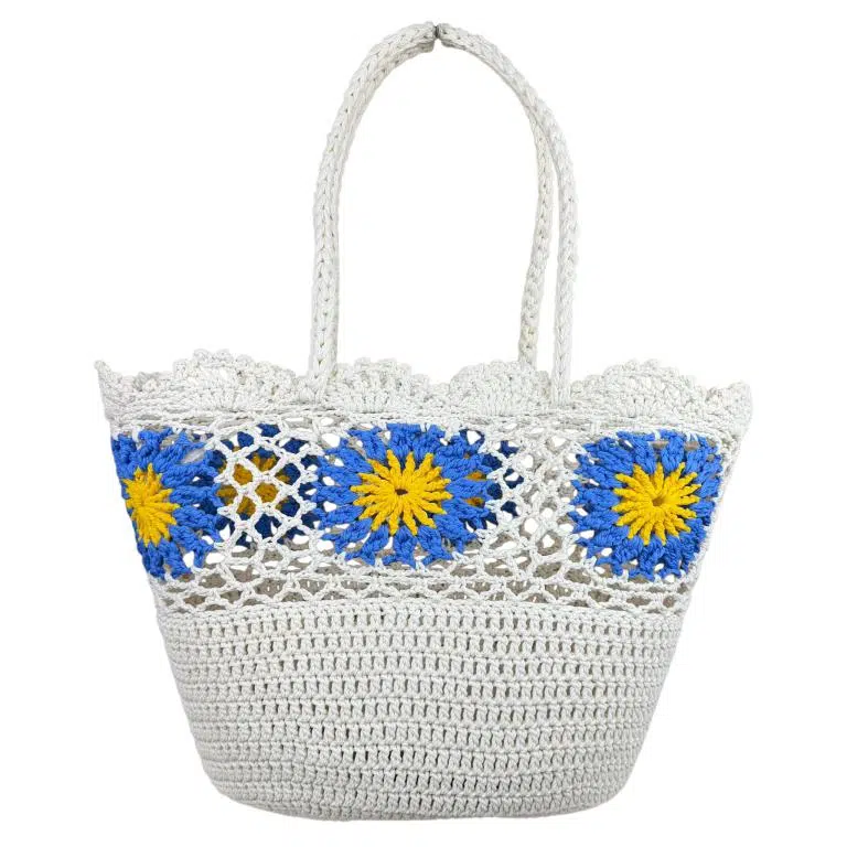 Amplia Cesta de Ganchillo con Bonito Diseño y Saquito Interno de Cuerdas para Mujer - Imagen 4