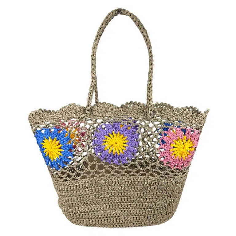 Amplia Cesta de Ganchillo con Bonito Diseño y Saquito Interno de Cuerdas para Mujer - Imagen 6