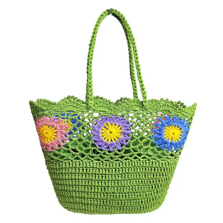 Amplia Cesta de Ganchillo con Bonito Diseño y Saquito Interno de Cuerdas para Mujer - Imagen 5
