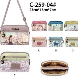 Bolso Bandolera Sintético de Mujer con Muñeca Sweet Candy y 4 Bolsillos con Cierre de Cremallera