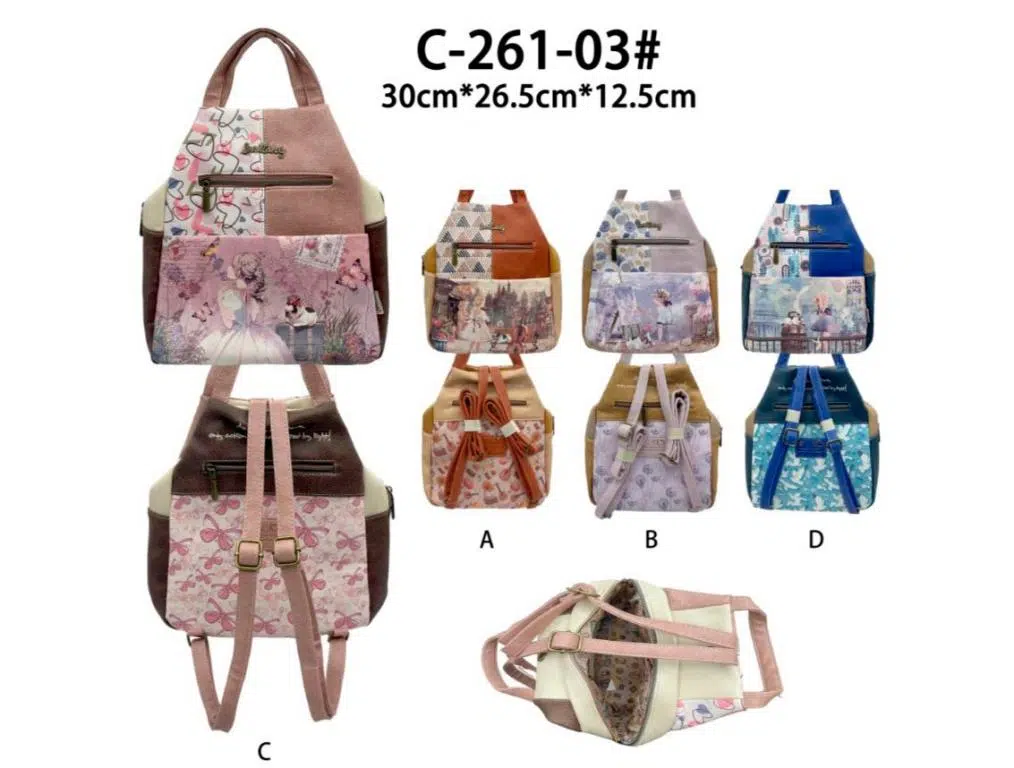 Amplia Mochila Sintética Muñeca Sweet Candy Mujer con Bolsillos Exteriores y Cremallera - Imagen 3