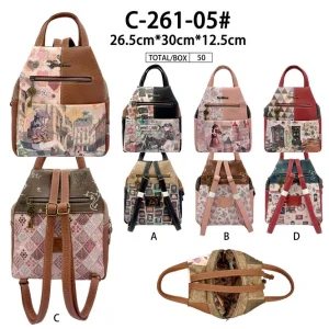 Mochila Sintética de Mujer con Muñeca Sweet Candy, Bolsillos Exteriores y Gran Capacidad