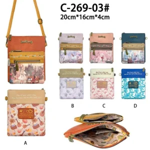 Bolso Bandolera para Mujer con Diseño Muñeca Sweet Candy y 2 Bolsillos Frontales con Cremallera