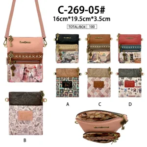 Bolso Bandolera Sintético Muñeca Sweet Candy con 3 Bolsillos con Cremallera para Mujer