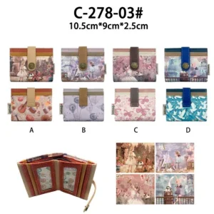 Monedero Compacto con Diseño Muñeca Sweet Candy, Caja y Espacio para Tarjetas de Mujer