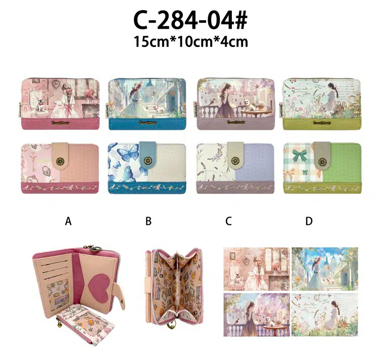 Cartera Sintética de Mujer con Muñeca Sweet Candy, Caja, Mini Solapa y Tarjetero Extraíble