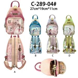 Mochila Sintética con Muñeca Sweet Candy, Bolsillos Exteriores y 2 Cierres para Mujer