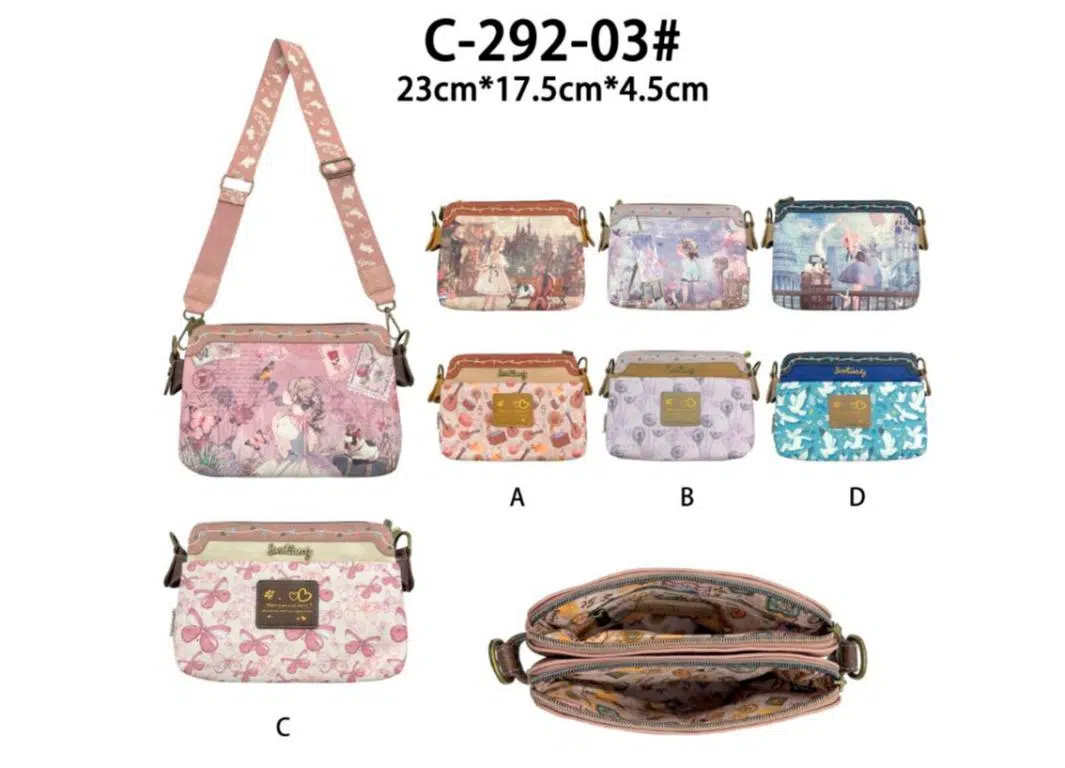 Bolso Bandolera de Mujer con Muñeca Sweet Candy, Cremallera y Compartimento Trasero