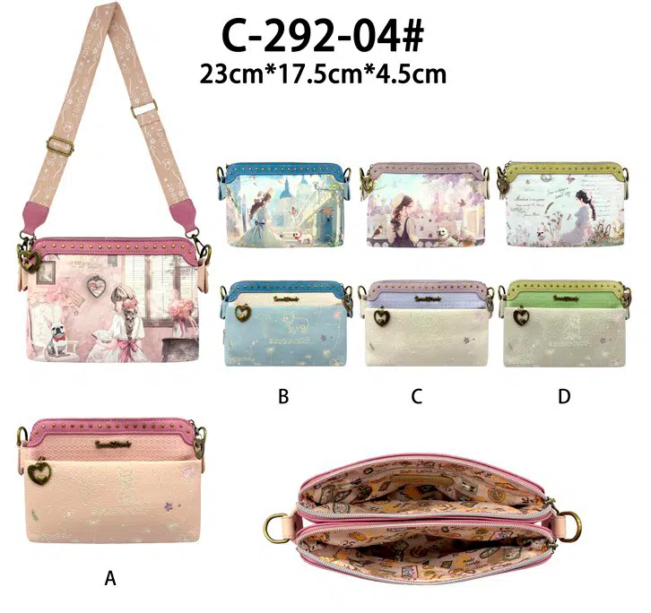 Bolso Bandolera Sintético con Muñeca Sweet Candy, Bolsillo Trasero y 2 Compartimentos para Mujer