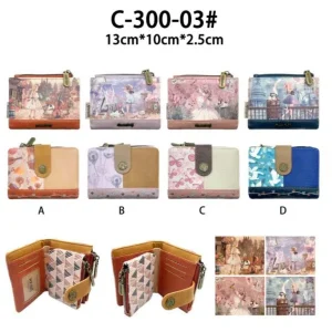 Monedero Sintético de Mujer con Muñeca Sweet Candy, Solapa, Bolsillo Interno y Caja
