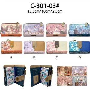 Monedero Sintético con Diseño Muñeca Sweet Candy, Caja, Solapa y Bolsillo Interno de Mujer