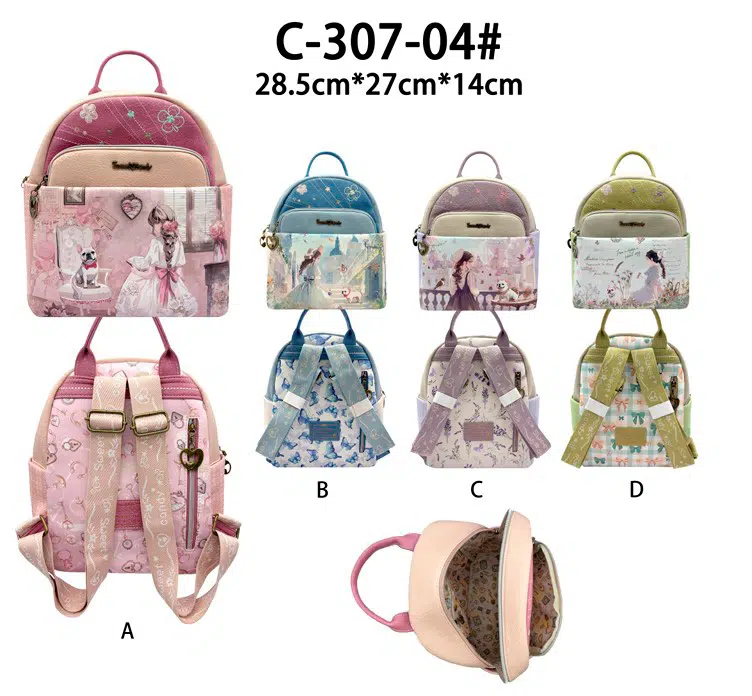 Mochila Sintética con Diseño Muñeca Sweet Candy y 5 Compartimentos Exteriores para Mujer - Imagen 2