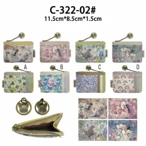 Monedero Sintético y Compacto de Mujer con Diseño Muñeca Sweet Candy, Caja, Cremallera y Anilla