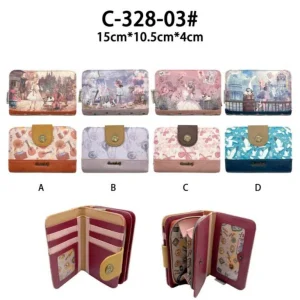 Cartera Sintética con Diseño Muñeca Sweet Candy, Bolsillo Interno y Espacio para Tarjetas Mujer