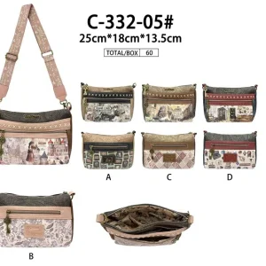 Bolso Bandolera Sintético de Mujer con Muñeca Sweet Candy y Cremalleras con Llaves