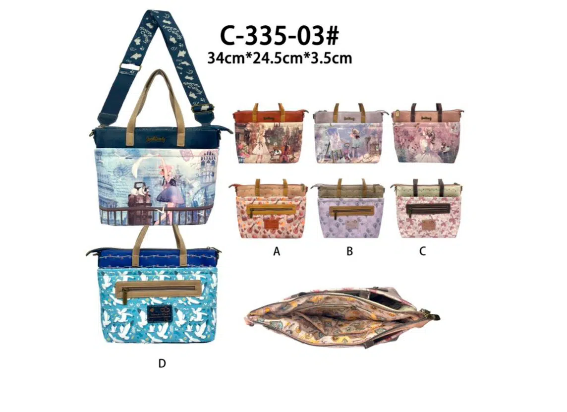 Bolso de Mano Sintético para Mujer con Muñeca Sweet Candy, Asas Cortas y Bolsillos Exteriores