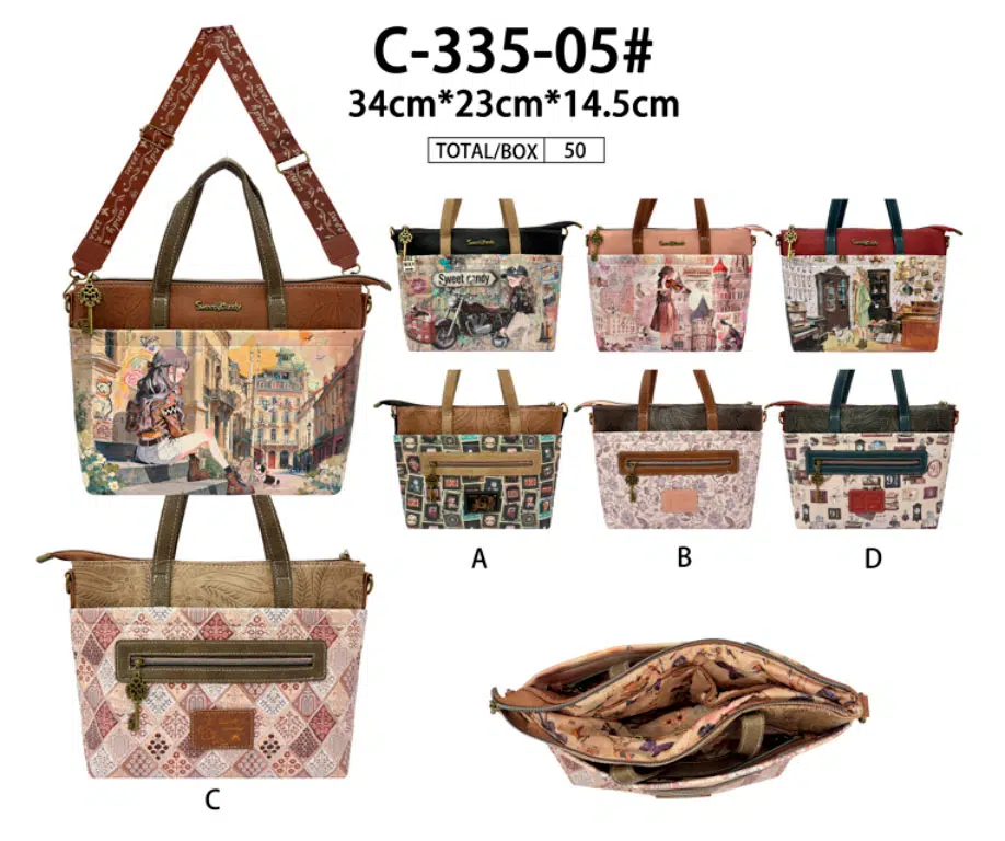 Bolso de Mano Sintético Mujer con Muñeca Sweet Candy, Bolsillos Exteriores y Tira Bandolera - Imagen 2