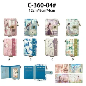 Monedero-Tarjetero Sintético con Diseño de Muñeca Sweet Candy, Caja y Cremallera Mujer