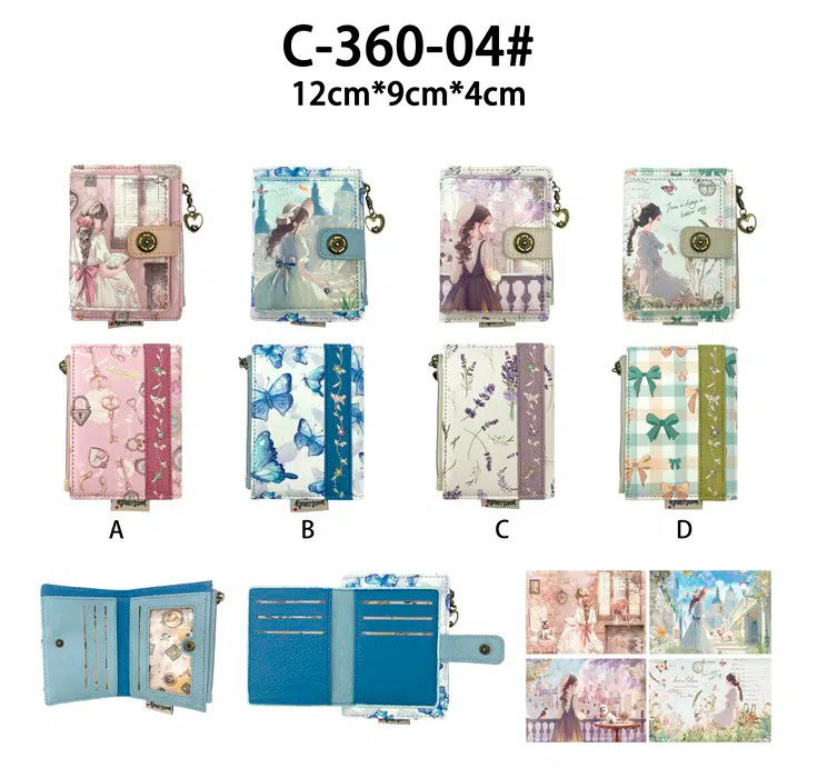 Monedero-Tarjetero Sintético con Diseño de Muñeca Sweet Candy, Caja y Cremallera Mujer