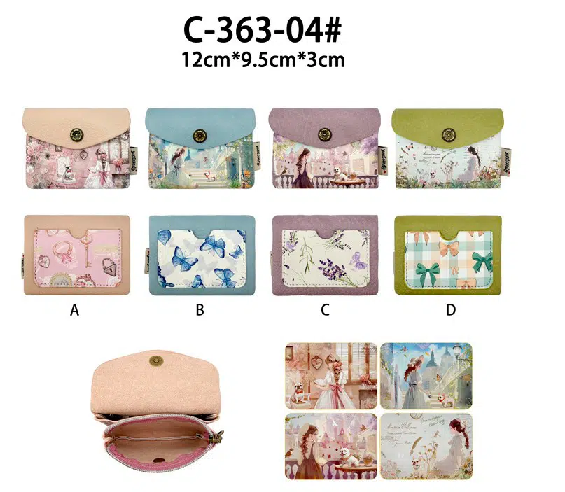 Monedero Sintético Compacto para Mujer con Muñeca Sweet Candy, Lata y Compartimento Trasero