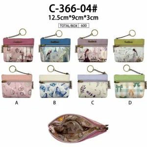 Monedero Compacto y Sintético de Mujer con Muñeca Sweet Candy, Anilla y 3 Bolsillos
