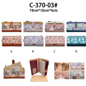 Cartera Sintética con Diseño de Muñeca Sweet Candy, Caja y Tarjetero Extraíble para Mujer