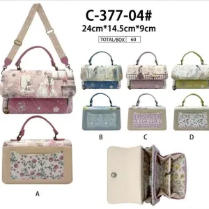 Bolso de Mano Sintético Tipo Maletín con Muñeca Sweet Candy y Compartimento Trasero para Mujer