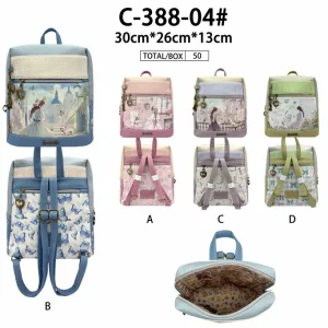 Mochila Sintética de Mujer con Muñeca Sweet Candy, 2 Bolsillos Exteriores y Cremallera