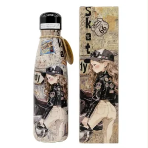 Botella Termo 500ml para Mujer con Diseño de Muñeca Sweet Candy, Caja y Base Antideslizante