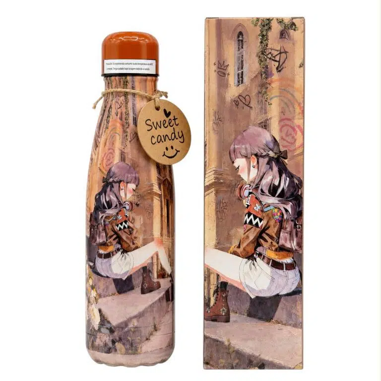 Botella Termo 500ml para Mujer con Diseño de Muñeca Sweet Candy, Caja y Base Antideslizante - Imagen 4