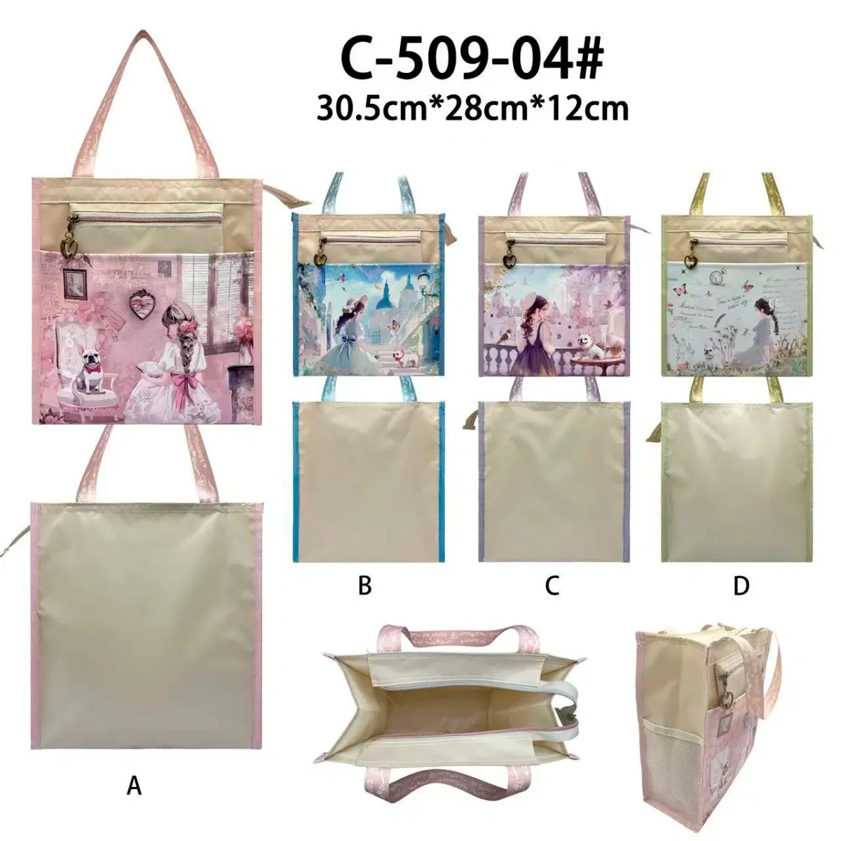 Bolsa Sintética Tote con Muñeca Sweet Candy y Compartimentos Exteriores para Mujer