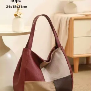 Amplio Bolso de Hombro Sintético Multicolor tipo Hobo para Mujer con Botones Laterales