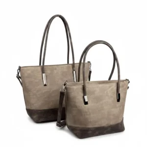 Bolso de Hombro + Bolso de Mano Sintéticos Bicolor tipo Tote con Elegante Diseño para Mujer