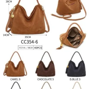 Bolso de Hombro Sintético Estilo Hobo Coveri Collection con Asa Trenzada y Detalle de Borla